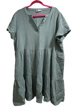 Lucky Brand Cotton Teal Tiered Dress Size 2X